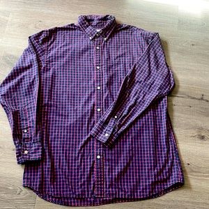 Blue/red checked mens long sleeve shirt.